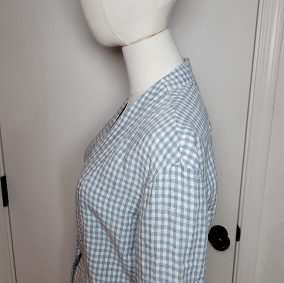Madewell 100% Linen Oversized Collarless Gingham Blazer Size XS - Picture 6 of 11